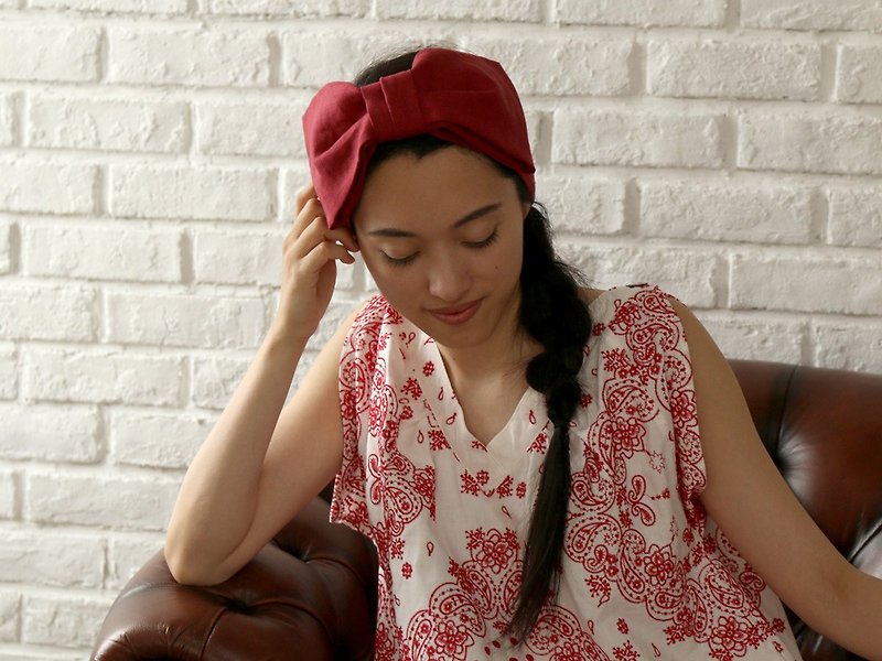 Linen Ribbon Headband - Hair Accessories - Cotton & Hemp Red