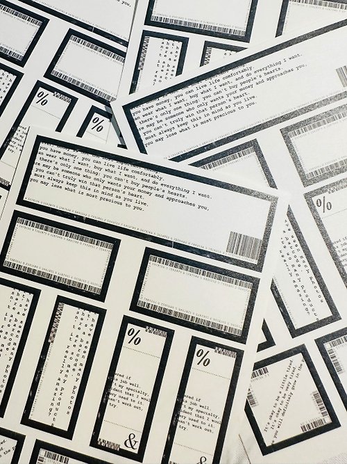 Sensiary ToPeJournal-Black Barcode Square Label Paper Sticker 4PCS