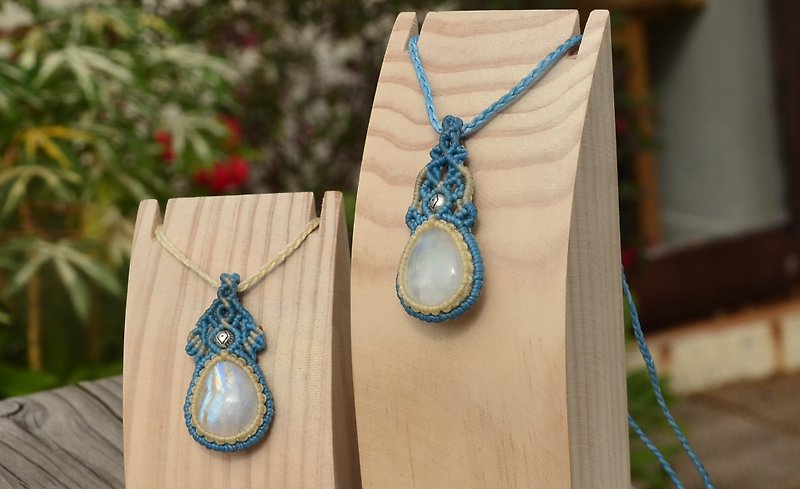Moonstone Jewelry Macrame Necklace - Necklaces - Gemstone White