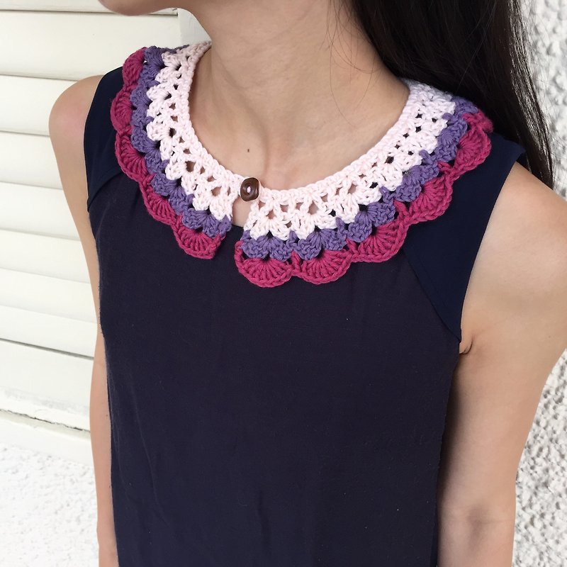 Organic cotton crochet collar  |  Adult size  |  Pinky - ผ้าพันคอ - ผ้าฝ้าย/ผ้าลินิน สึชมพู