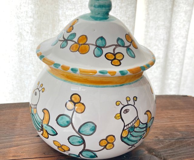 Hand Painted Ceramic Majolica Cookie Jar