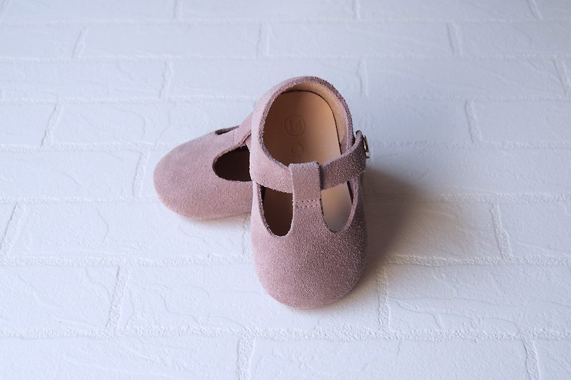 Baby Girl Shoes, Baby Moccasins, Dusty Rose Leather Mary Jane T Strap - Baby Shoes - Genuine Leather Pink