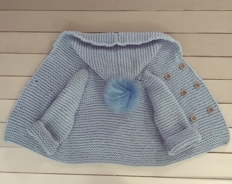 Knitting pattern for cardigan for  kids 3 years, pdf instruction in English - Coats - Wool Blue