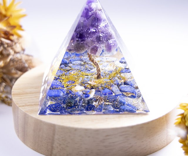 金字塔奧根塔Orgonite生命之樹/脈輪/靈性/冥想/能量紫水晶青金石- 設計 