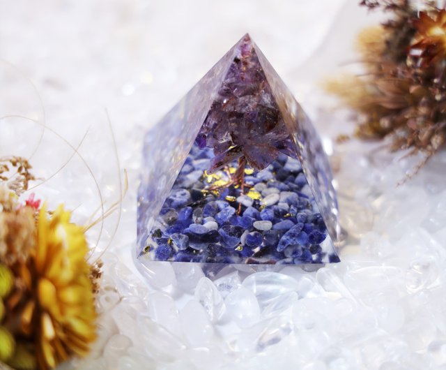 金字塔奧根塔Orgonite生命之樹/脈輪/靈性/冥想/能量紫水晶青金石