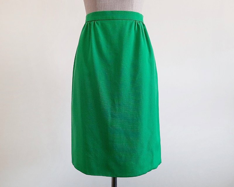 26 Waist Vintage JAEGER Green Polyester Skirt Womens Wool Skirt Straight Skirt - 裙子/長裙 - 其他材質 綠色