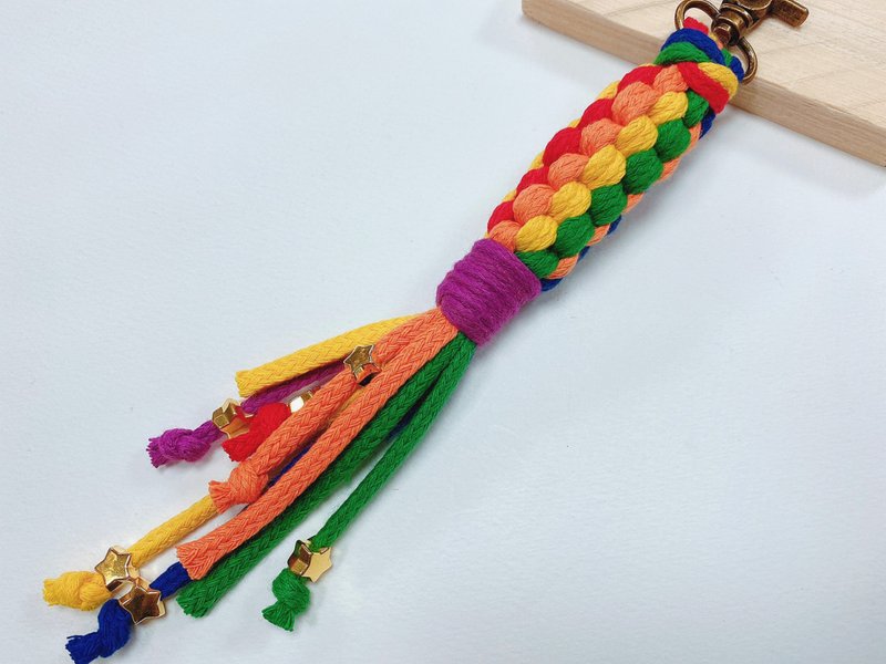 Mysterious work-rainbow rice ear hand-made woven key ring - ที่ห้อยกุญแจ - ผ้าฝ้าย/ผ้าลินิน หลากหลายสี