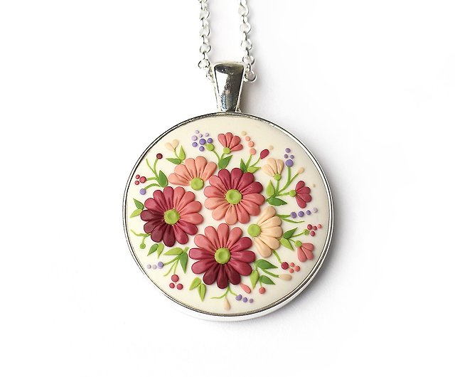 Large Handmade Ceramic Flower Charms For Jewelry Making Clay Necklace  Pendant