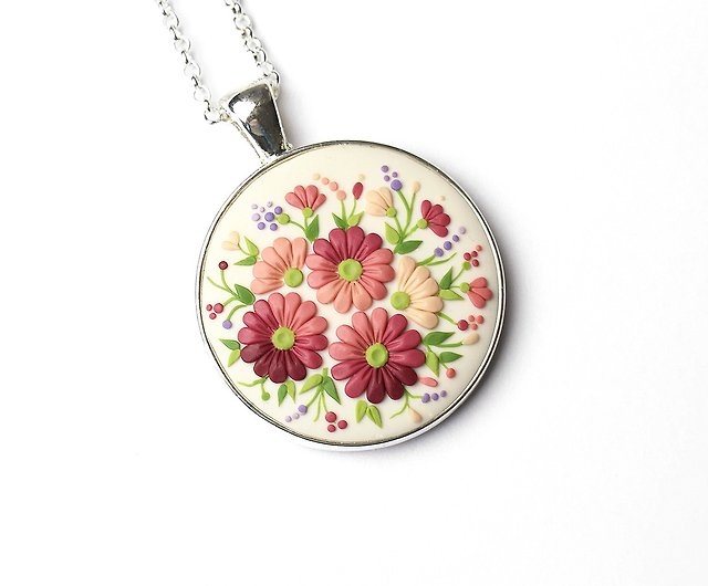 Large Handmade Ceramic Flower Charms For Jewelry Making Clay Necklace  Pendant