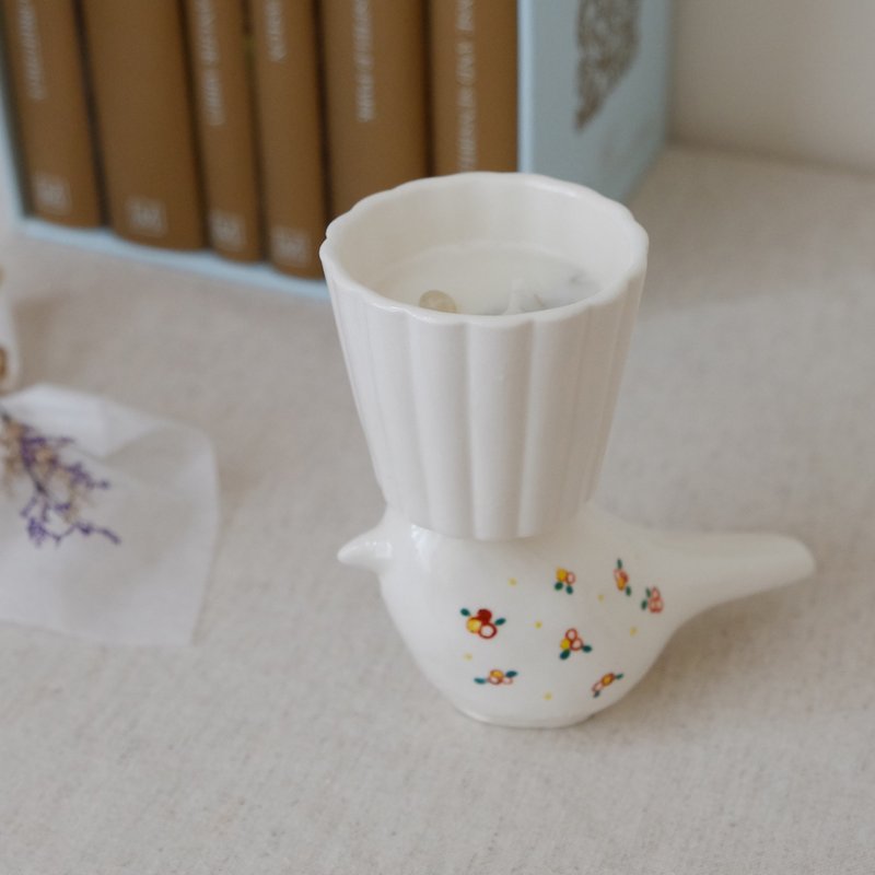 Relax Healing Art Candle-Lucky Blue Bird Candle Cup_Style 2 - Fragrances - Pottery 