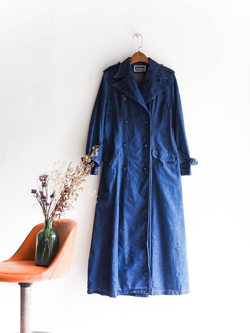 River tide_coat dustcoat jacket coat oversize vintage - Women's Blazers & Trench Coats - Cotton & Hemp Blue