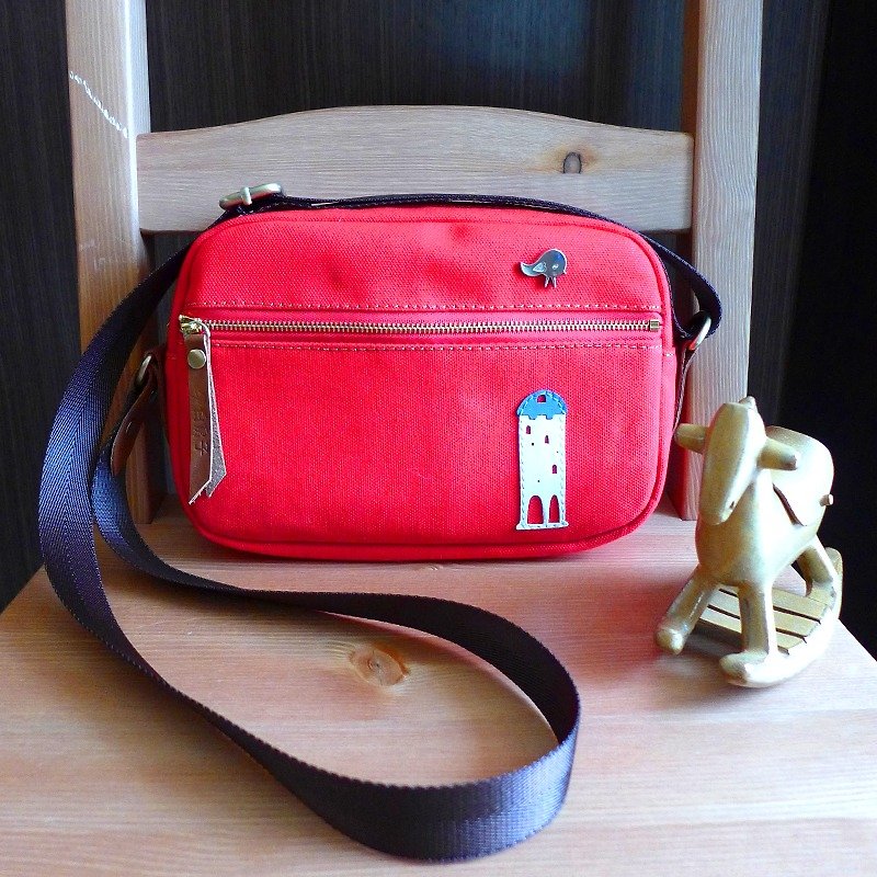 II small white house leisure bag red / List 2980 - Messenger Bags & Sling Bags - Other Materials Red