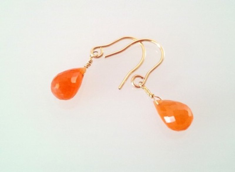 カーネリアン　オレンジ色の天然石　K14GF　ピアス　１ - 耳環/耳夾 - 寶石 