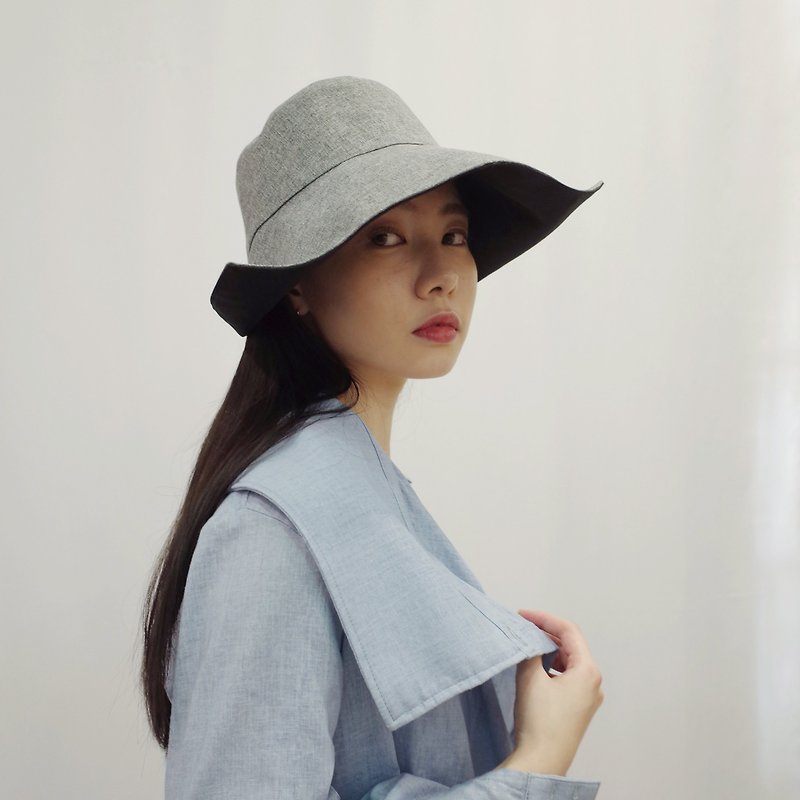 Sun hat- Linen/ sun hat / mountaineering hat / camping hat / modeling hat / large brim hat / outdoor hat - Hats & Caps - Other Materials Gray