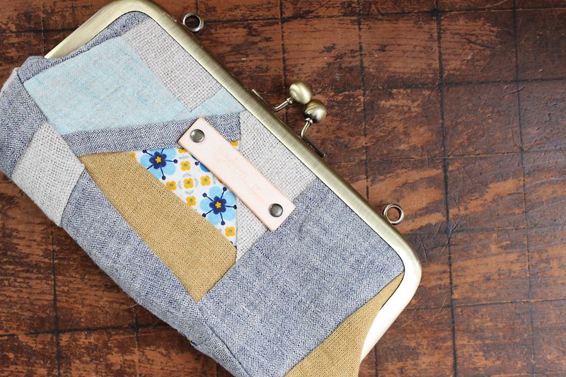 linen patchwork/ pouch  Pen case. - Toiletry Bags & Pouches - Cotton & Hemp Khaki