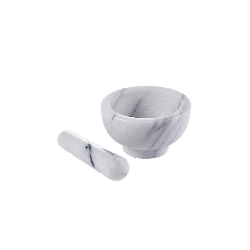 Marble pestle and mortar masher [D type 11x6cm] grinder / natural ore / integral molding / MIT - Bowls - Stone White