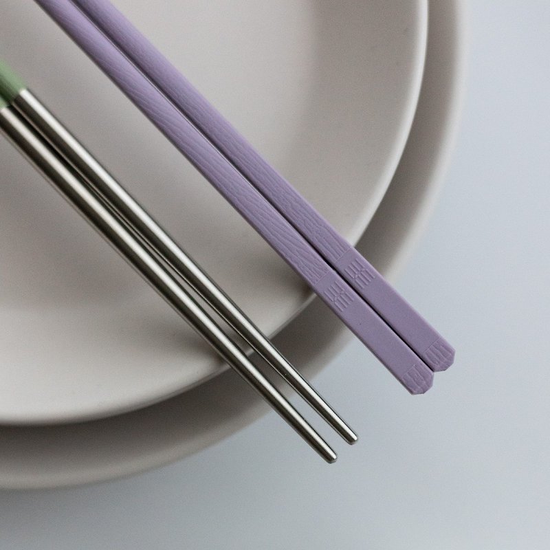[Made in Taiwan] Mist purple long style 1 pair of 304 Stainless Steel chopsticks - ตะเกียบ - สแตนเลส สีม่วง