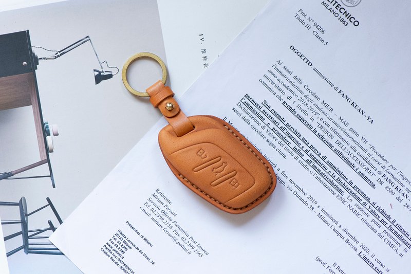 MG SAIC MG Car Genuine Leather Hot Stamping Key Cover/HS/ZS/PHEV - Keychains - Genuine Leather 