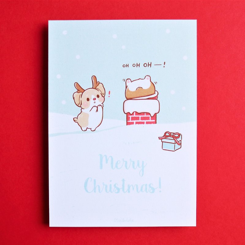 Christmas Postcard / Keji / Ass stuck in Chimney / Christmas Elk - การ์ด/โปสการ์ด - กระดาษ สีเขียว