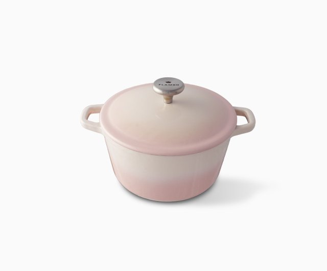 26CM Pink Dutch Oven Enameled Cast Iron Soup Pot With Lid Saucepan