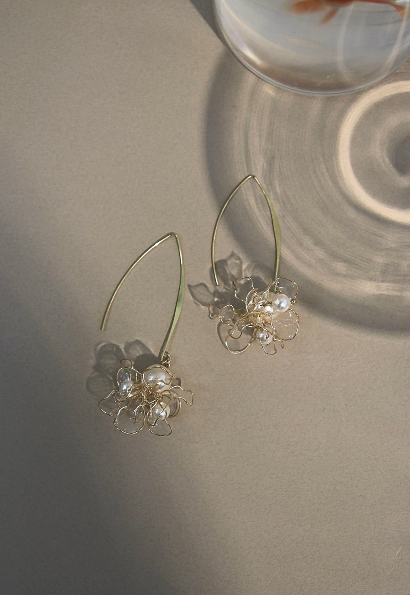 Pearl jellyfish drop earrings/ Clip-On - Earrings & Clip-ons - Other Materials White