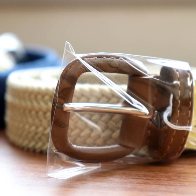 Casual fashion made in rubber belt cowhide walnut mesh ladies mens Japan - เข็มขัด - หนังแท้ สีนำ้ตาล