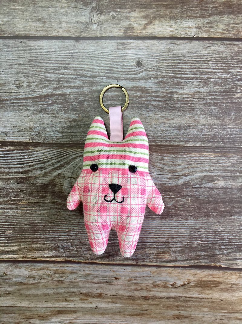 +Pink Thief Cat + Cat Key Ring - Charms - Cotton & Hemp Pink