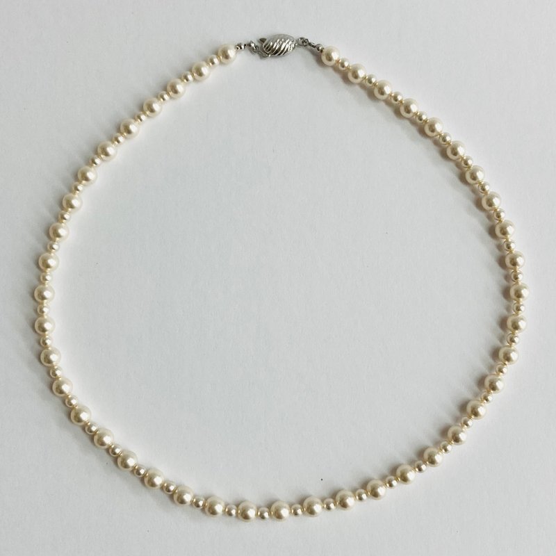 貝パールデザインネックレス/5.5mm約42cm/ホワイトベージュ/R/made in japan - 項鍊 - 貝殼 白色