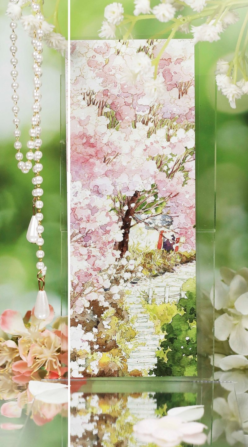 綠桜疊翠 花の小徑 水彩スケッチ PET 和紙膠帶 10米卷 巨畫幅 - 紙膠帶/和紙/PET - 其他材質 多色