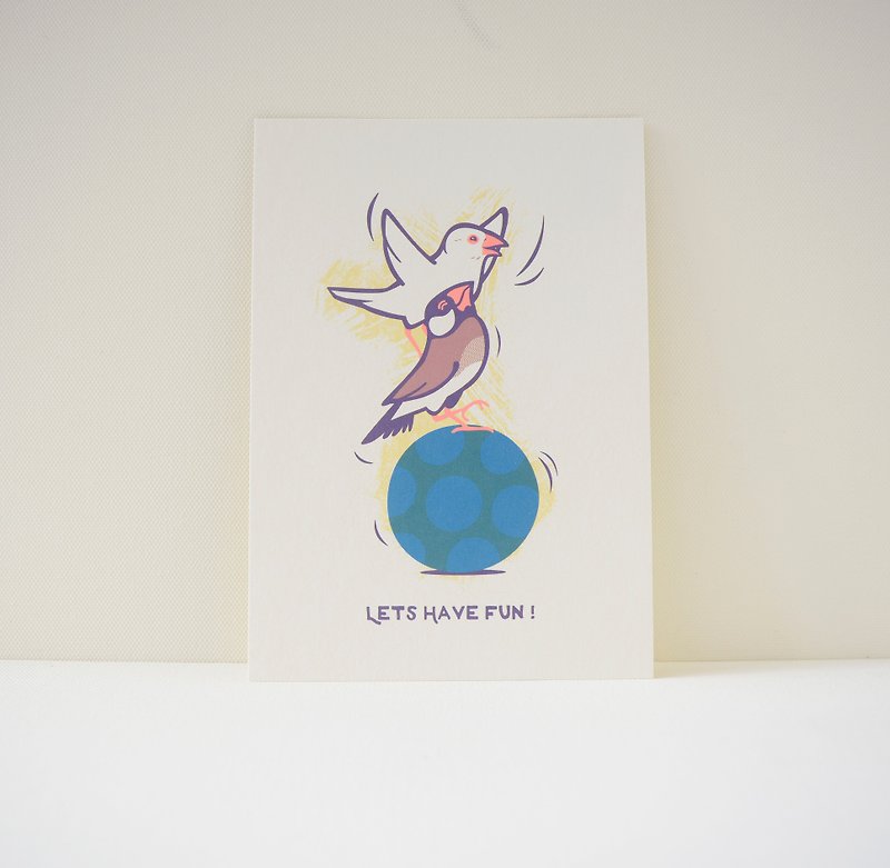 postcard:Java Sparrow - “Lets Have Fun!” - Cards & Postcards - Paper White