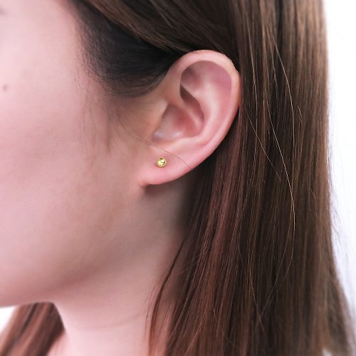 ART64六四設計銀飾 耳環控必備 極簡銀珠耳環 4mm亮面質感 金色 925純銀針式耳環