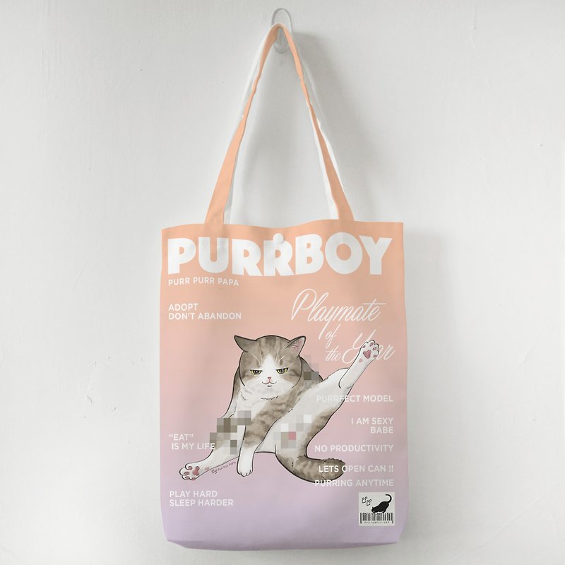 Cover Cat Model Tote Bag Tabby White - Handbags & Totes - Cotton & Hemp 