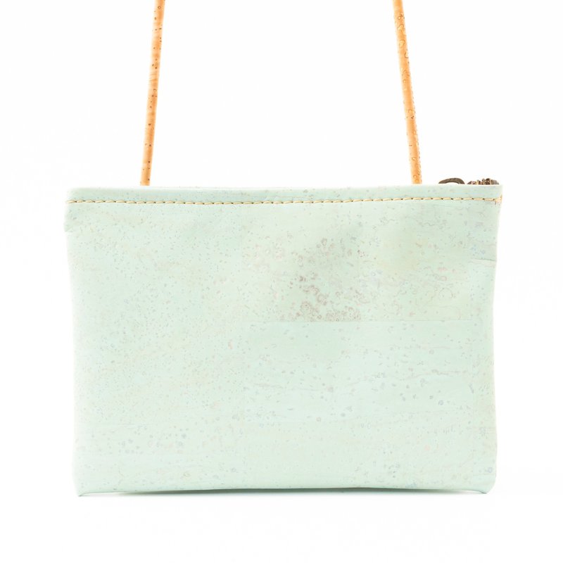 Cork Leather Sacoche (Mint Green) - กระเป๋าแมสเซนเจอร์ - วัสดุอีโค สีเขียว