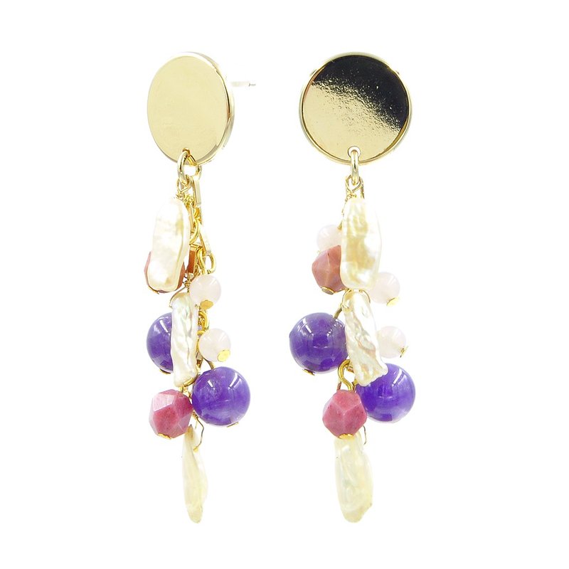 Holy City - Golden Trail - Pearl Fruit Dangle Earrings_18K Gold Plated - ต่างหู - ไข่มุก สีทอง