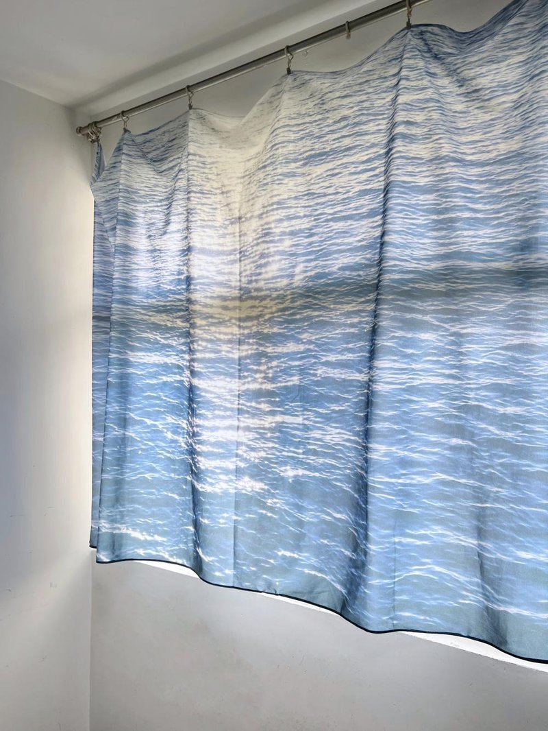 療愈系大海窗簾 門簾 背景布 布幔 墻壁掛布 沙發蓋布 親膚面料 - 門簾/門牌 - 其他材質 藍色