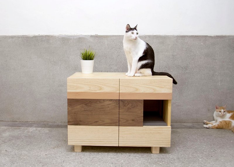 [Mao Furniture] Rudy's Cabinet II - Cat Litter & Cat Litter Mats - Wood Brown