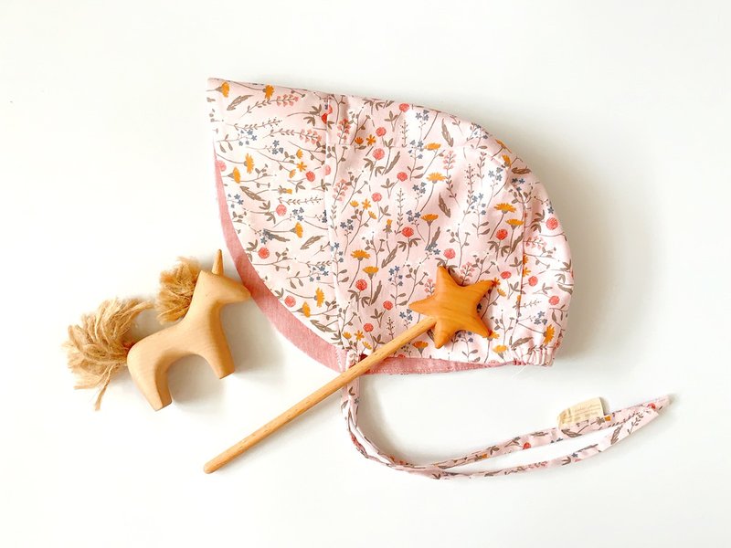 フィンランド春の庭オーガニックコットン両面手作りレディハット - 帽子・ヘアバンド - コットン・麻 ピンク