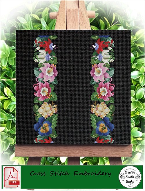 CreativeStudioElenka Vintage Cross Stitch Scheme Pattern flowers - PDF Embroidery Scheme