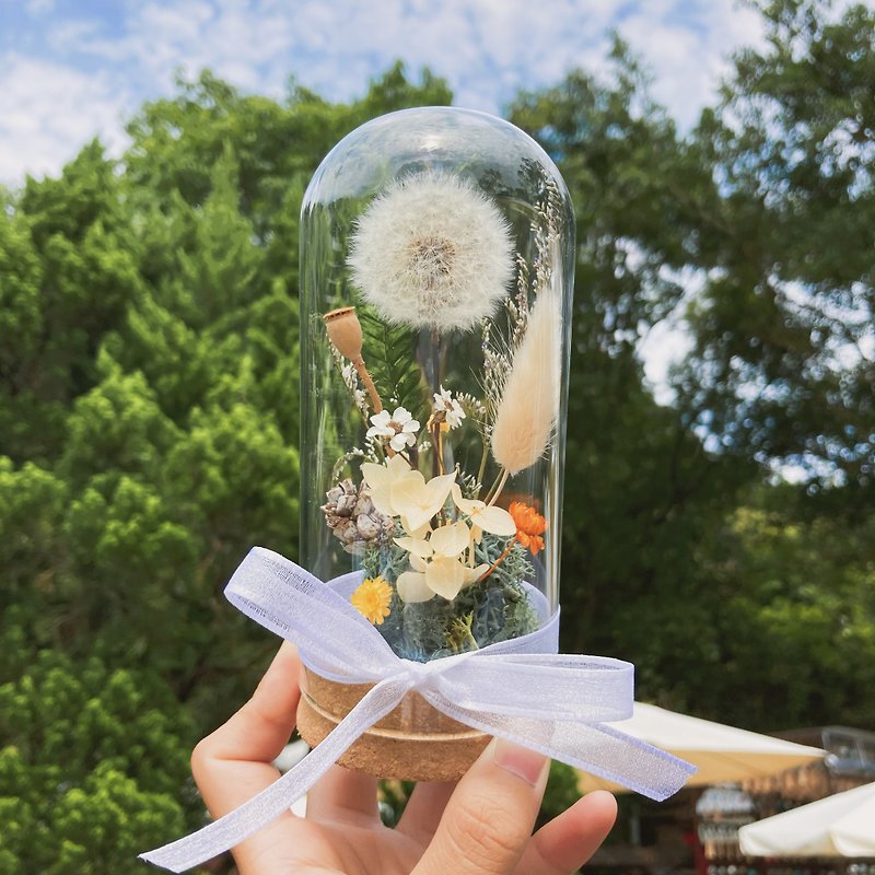 Dandelion blessing glass bell jar Tanabata Valentine's Day / commemorative gift / Mother's Day / graduation gift / birthday - Dried Flowers & Bouquets - Plants & Flowers Multicolor