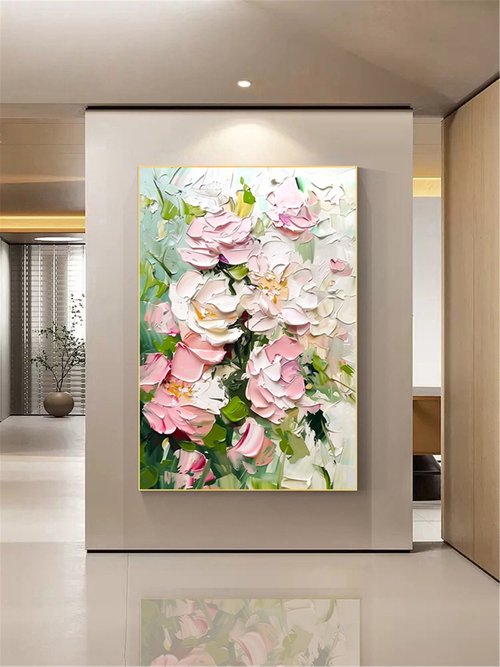 夏の花手描き油絵/抽象画/オリジナル製品/装飾画/吊り下げ画