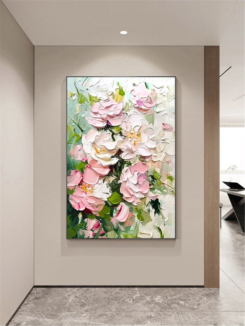夏の花手描き油絵/抽象画/オリジナル製品/装飾画/吊り下げ画
