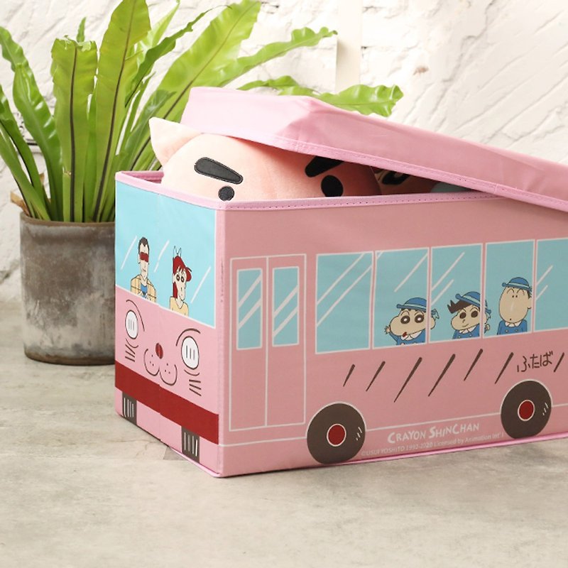 蠟筆小新娃娃車造型摺疊收納箱-折疊收納椅 校車收納盒 整理箱 - 收納箱/收納用品 - 其他材質 多色