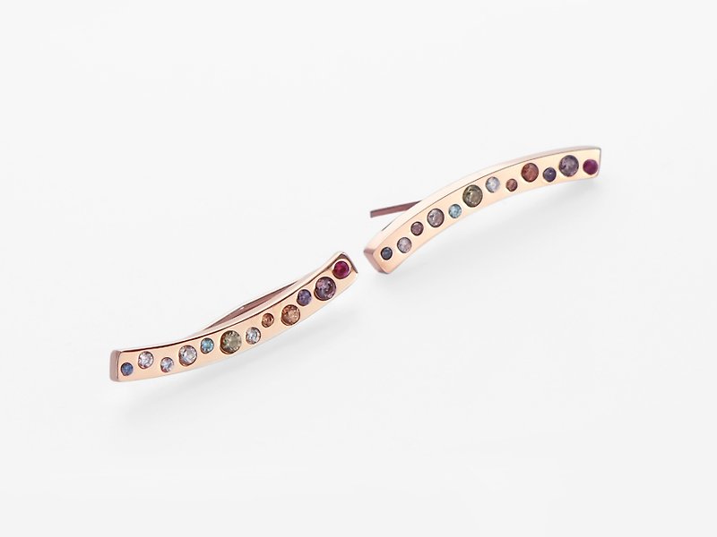 NEW! Rainbow Stone Ear Cuff | Rose Gold - Earrings & Clip-ons - Stainless Steel Gold