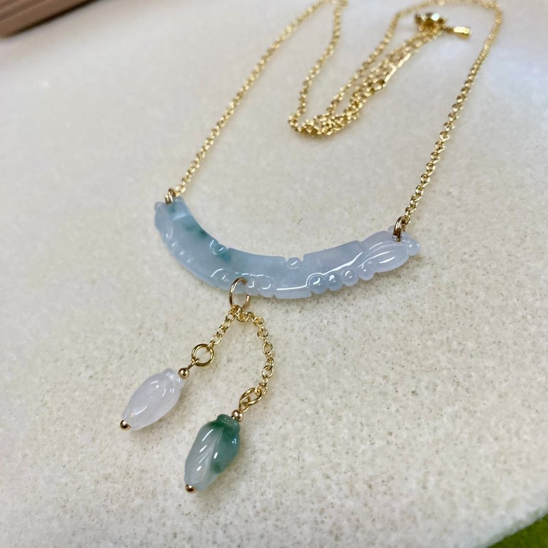 Silver Collection - Icy jadeite silver necklace (Icy white) - สร้อยคอ - หยก 