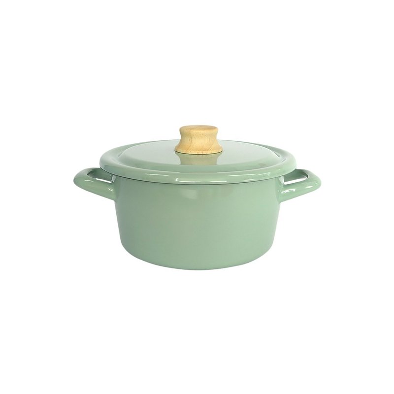 COTTON 雙耳附蓋琺瑯砂鍋 復古綠 18cm - 廚具 - 琺瑯 綠色