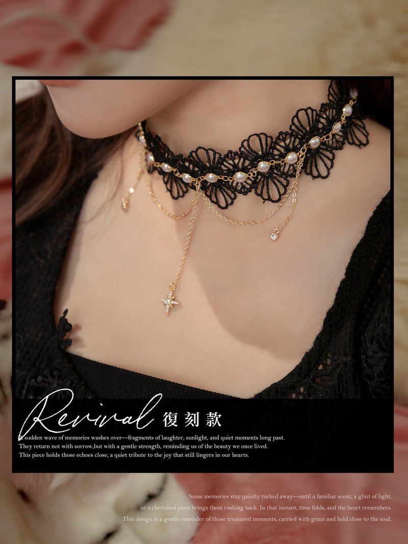 Atlantis. MUCHAT Handmade 14KGP Lace Beaded Leather Choker - Necklaces - Other Metals Black