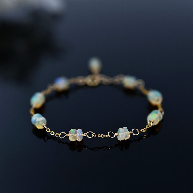 Fairy Stone water opal bracelet to make your wish come true October birthstone - Bracelets - Other Metals Multicolor