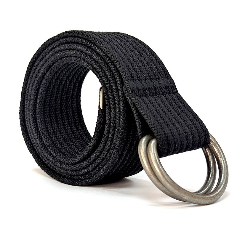 Double Buckle Belt【Made in Taiwan】38mm Double Buckle BeltDouble Ring BeltDouble Ring Belt - Belts - Cotton & Hemp Black