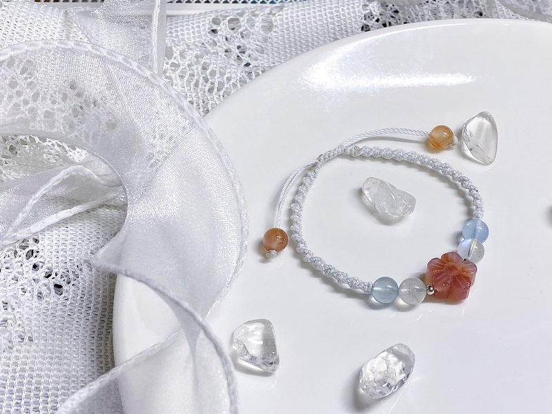 Tiny Soda | Peach Agate, Southern Red Agate, Moonstone, Aquamarine - Bracelets - Crystal White