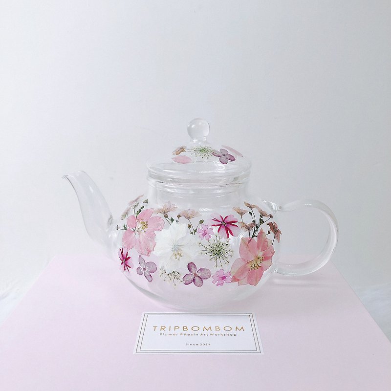 Pressed Flower Teapot | Gift Gift Box Wedding Gift - Teapots & Teacups - Plants & Flowers Pink